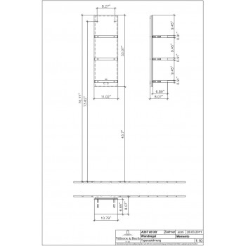 Etajera de baie suspendata, Memento Villeroy&Boch, suprafata din sticla, 84x28x20.5cm, alb/gri, A26700MT - 2