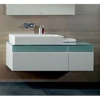 Dulap baza suspendat cu blat sticla, Memento Villeroy&Boch, lavoar stanga, 130.6x53.5x42.5cm, alb/gri, C264L0MT - 2