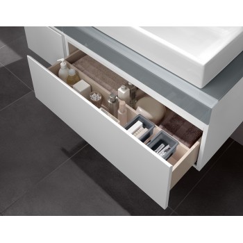 Dulap baza suspendat cu blat sticla, Memento Villeroy&Boch, lavoar dreapta, 80.6x46x37cm, alb/gri, C779R0MT - 3
