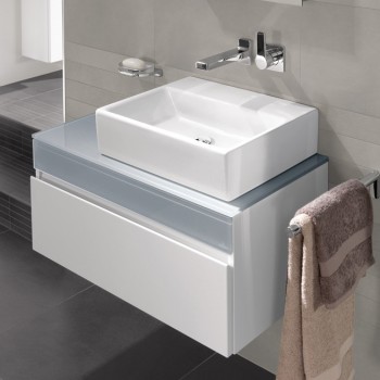 Dulap baza suspendat cu blat sticla, Memento Villeroy&Boch, lavoar dreapta, 80.6x46x37cm, alb/gri, C779R0MT - 4