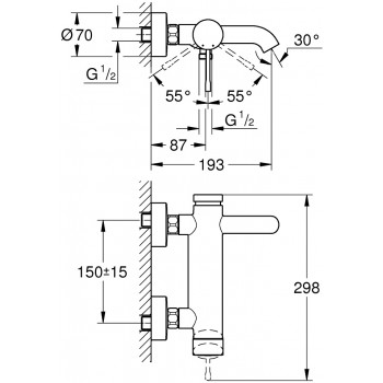 Baterie cada, Grohe Essence New, crom, 33624001 - 2