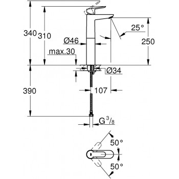 Baterie lavoar, Grohe BauEdge XL, montare pe blat, crom, 23761000 - 2