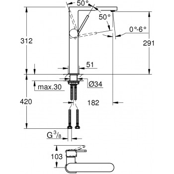 Baterie lavoar, Grohe Plus XL, montare pe blat, crom, 32618003 - 2
