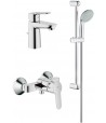 Set baterii, Grohe BauEdge, cu baterie lavoar, baterie dus, set dus Tempesta New, crom, 11292801 - 1