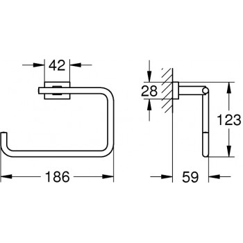 Suport prosop in forma de inel, Grohe Essentials Cube New, crom, 40510001 - 2