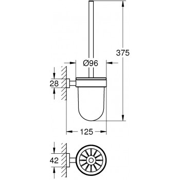 Perie de WC, Grohe Essentials Cube New, crom, 40513001 - 3