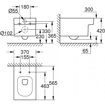 Vas WC rimless suspendat, Grohe Cube Ceramic, finisaj Pure Guard, spalare Triple Vortex, alb, 3924500H - 4