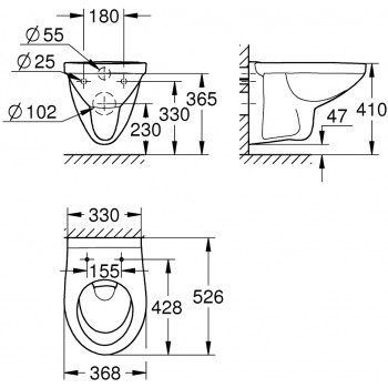 Vas WC suspendat, Grohe Bau Ceramic, alb, 39491000 - 2