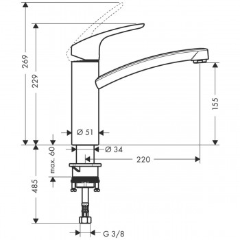 Baterie bucatarie, Hansgrohe Focus E2, crom, 31806000 - 5