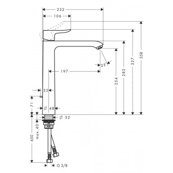 Baterie lavoar cu ventil pop-up, Hansgrohe Metris 260, montare pe blat, crom, 31082000 - 4
