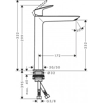 Baterie lavoar, Hansgrohe Logis 240 Fine, montare pe blat, crom, 71258000 - 3