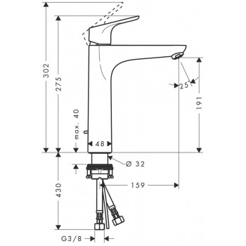 Baterie lavoar cu ventil pop-up, Hansgrohe Focus 190, montare pe blat, crom - 4