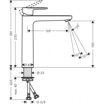 Baterie lavoar, Hansgrohe Vernis Blend 190, montare pe blat, crom, 71582000 - 2