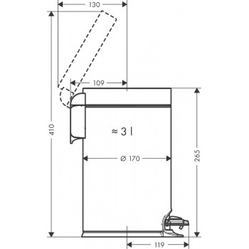 Cos de gunoi, Hansgrohe AddStoris, 3 litri, crom, 41775000 - 2
