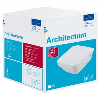 Set vas WC rimless suspendat, Villeroy&Boch Architectura DirectFlush, cu capac inchidere lenta si rezervor Geberit Duofix - 6