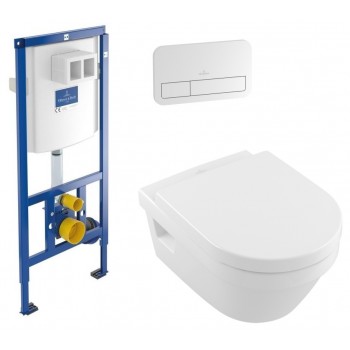 Set vas WC rimless suspendat, Villeroy&Boch Architectura, cu capac inchidere lenta, rezervor si clapeta ViConnect - 1