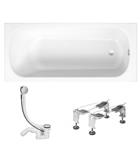 Pachet cada dreptunghiulara otel BetteForm 150x70cm, cu sifon Multiplex M5 si picioare, 2941-000+B23-1500+285357 - 1