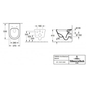 Pachet vas WC suspendat Rimless DirectFlush, cu capac inchidere lenta, Villeroy&Boch Architectura, 5684HR01 - 17
