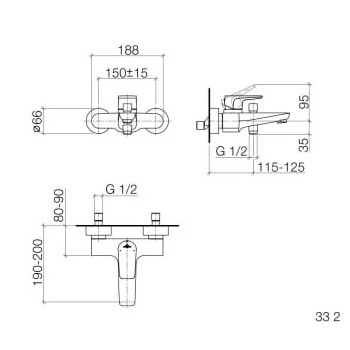Set baterie si para de dus, Villeroy&Boch Subway, crom, 33200935-00+27805935-00 - 3