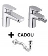 Set baterii, Villeroy&Boch Subway, cu baterie lavoar si baterie bideu, sifon bideu cadou, crom - 1