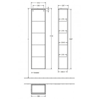 Dulap baie inalt suspendat, Villeroy&Boch Antao, 41.2x28.7x172cm, alb lucios, K46100GF - 2