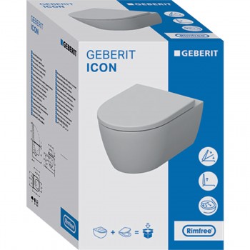 Set vas WC suspendat rimfree, Geberit iCon, cu capac inchidere lenta, 36x53cm, 501.664.00.1 - 2