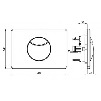 Clapeta actionare rezervor WC incastrat, Villeroy&Boch ViConnect, crom periat, 92248569 - 2