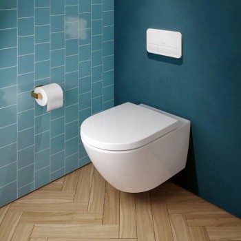 Set vas WC rimless suspendat, Villeroy&Boch Subway 3.0, TwistFlush, cu capac inchidere lenta, 37x56cm, CeramicPlus, 4670TSR1 - 1