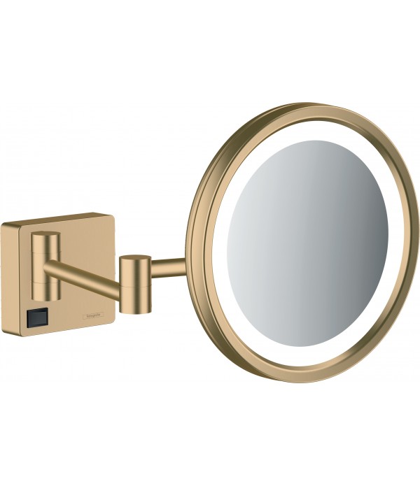 Oglinda cosmetica 3X, Hansgrohe AddStoris, cu brat, iluminare LED, bronz periat, 41790140 - 1