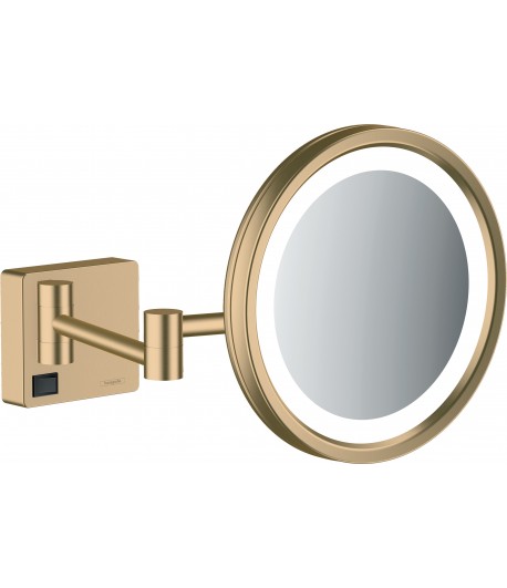 Oglinda cosmetica 3X, Hansgrohe AddStoris, cu brat, iluminare LED, bronz periat, 41790140 - 1