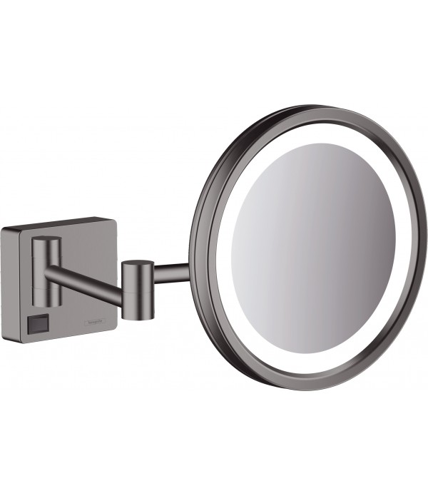 Oglinda cosmetica 3X, Hansgrohe AddStoris, cu brat, iluminare LED, negru periat, 41790340 - 1