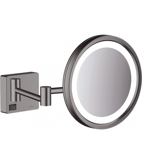 Oglinda cosmetica 3X, Hansgrohe AddStoris, cu brat, iluminare LED, negru periat, 41790340 - 1