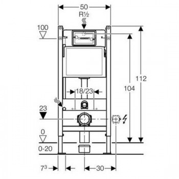 Set rezervor incastrat, Geberit Duofix, cu clapeta Delta 50 alba si set de fixare, 458.128.11.1 - 4