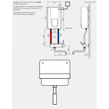 Baterie lavoar pe prete pentru incalzitoare instant, Clage CSO, crom, 1100-04165 - 2