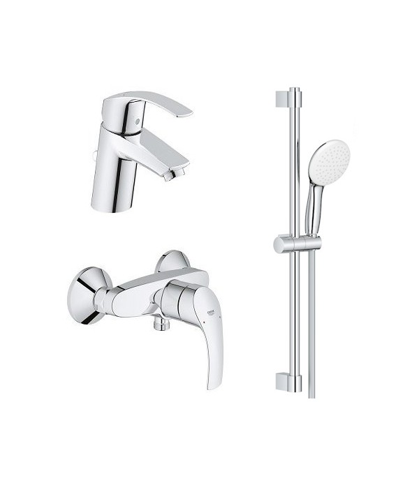 Set baterii, Grohe Eurosmart, cu baterie lavoar M, baterie dus, set de dus Tempesta 100, crom, 23322001+33555002+27853003 - 1
