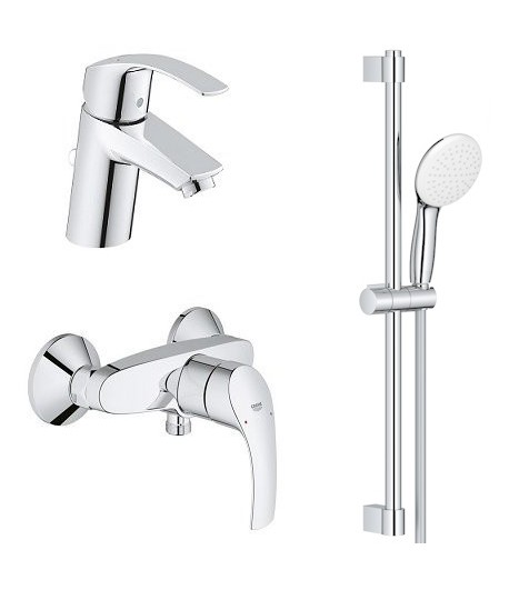Set baterii, Grohe Eurosmart, cu baterie lavoar S, baterie dus, set de dus Tempesta 100, crom, 33265002+33555002+27853003 - 1