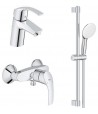 Set baterii, Grohe Eurosmart, cu baterie lavoar S, baterie dus, set de dus Tempesta 100, crom, 33265002+33555002+27853003 - 1