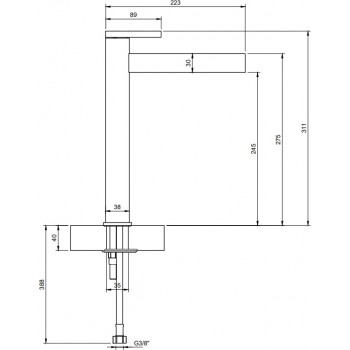 Baterie lavoar fara ventil, Villeroy&Boch Dawn, montaj pe blat, crom, TVW10610615161 - 2