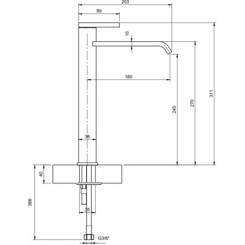 Baterie lavoar fara ventil, Villeroy&Boch Dawn, montaj pe blat, crom, TVW10610615261 - 2