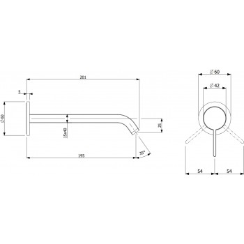 Baterie lavoar de perete, Villeroy&Boch Dawn, montaj incastrat, crom, TVZ10600300061 - 2