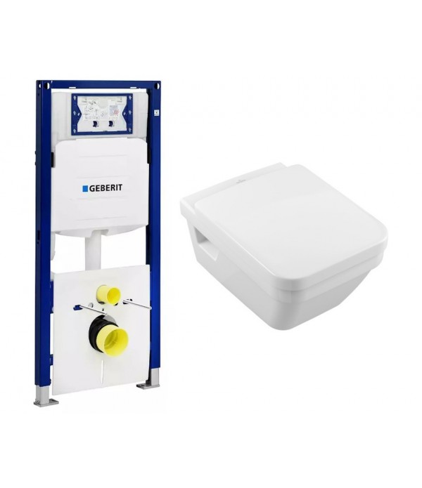 Set vas WC rimless suspendat, Villeroy&Boch Architectura DirectFlush, cu capac inchidere lenta si rezervor Geberit Duofix - 1