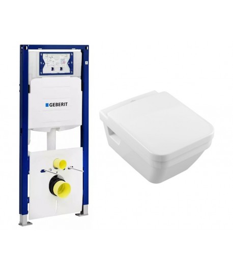 Set vas WC rimless suspendat, Villeroy&Boch Architectura DirectFlush, cu capac inchidere lenta si rezervor Geberit Duofix - 1