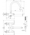 Baterie cada cu dubla comanda, Ideal Standard Atelier Joy Neo, cu para, agatatoare si furtun, crom, BD163AA - 5