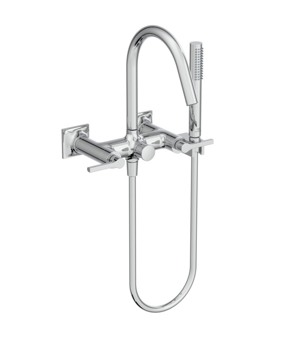 Baterie cada cu dubla comanda, Ideal Standard Atelier Joy Neo, cu para, agatatoare si furtun, crom, BD163AA - 1