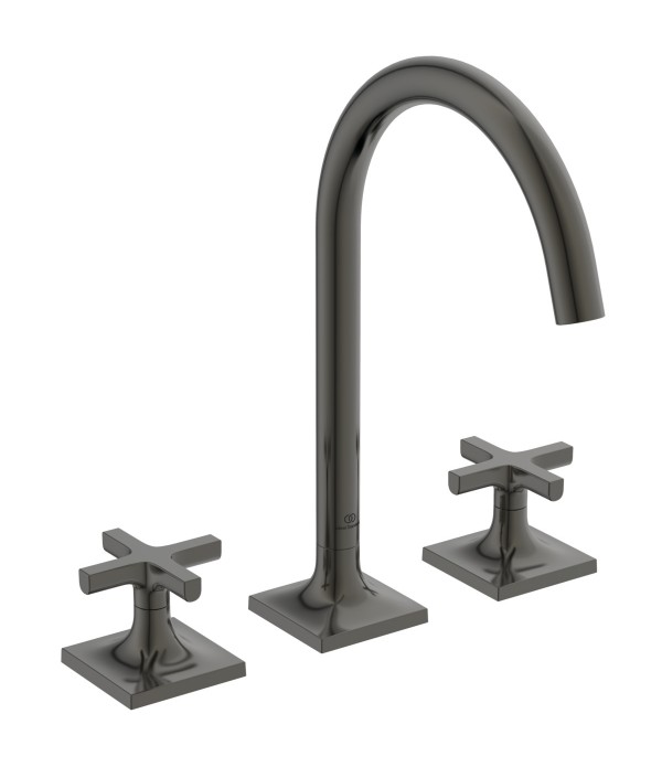 Baterie lavoar cu dubla comanda, Ideal Standard Atelier Joy Neo, levier cruce, fara ventil, Magnetic Grey, BD145A5 - 1