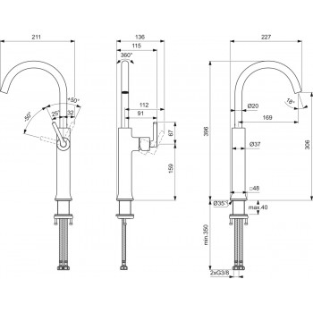 Baterie lavoar fara ventil, Ideal Standard Atelier Joy Neo, montaj pe blat, crom, BD156AA - 4