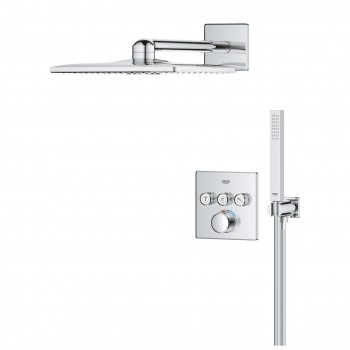 Sistem de dus incastrat cu termostat, Grohe Grohtherm SmartControl Rainshower SmartActive 310 Cube, crom, 34873000 - 4