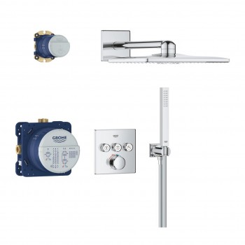 Sistem de dus incastrat cu termostat, Grohe Grohtherm SmartControl Rainshower SmartActive 310 Cube, crom, 34873000 - 3