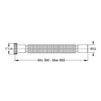 Racord flexibil scurgere, 1" 1/4 x Ø32mm, cu piulita metalica, Bonomini MagikOne, 9332OT54B0 - 2
