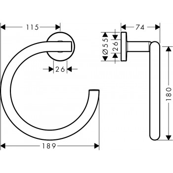 Suport prosop in forma de inel, Hansgrohe Logis Universal, crom, 41724000 - 2